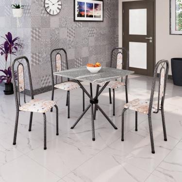 Imagem de Conjunto Sala de Jantar com 4 Cadeiras Lívia Bege / Prata