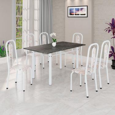Imagem de Conjunto Sala de Jantar com 6 Cadeiras Lívia Bege / Branco