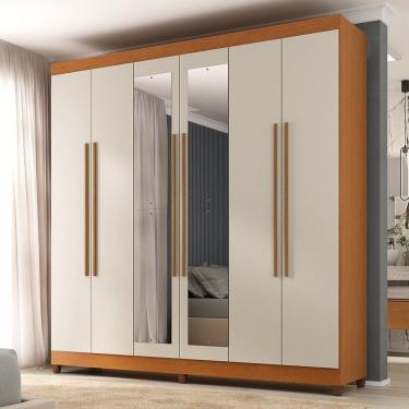 Imagem de Guarda-roupa Casal com Espelho Apolo Freijó/Off White