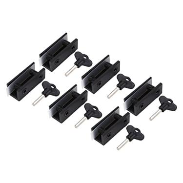 Imagem de Fechadura de porta deslizante, estrutura estável, fechadura deslizante horizontal, 6 conjuntos para portas de vidro domésticas