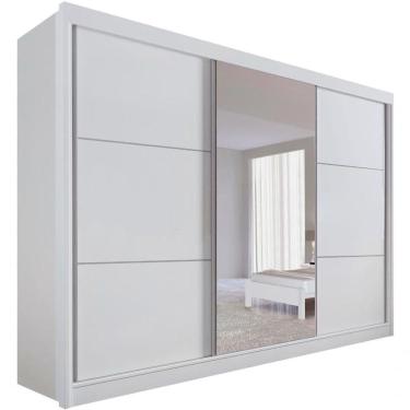 Imagem de Guarda Roupa Casal Com Espelho Los Angeles 3 Portas 6 Gavetas Sem Pés - D' Doro Branco