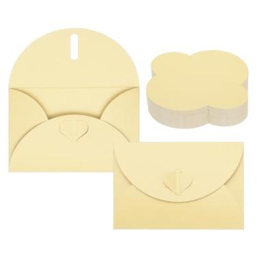 Imagem de PATIKIL Pacote com 100 envelopes pequenos de cartões de presente, envelopes de mini cartão bege com fecho de coração para cartão de visita, Páscoa, casamento, saudação de casamento, convite de festa