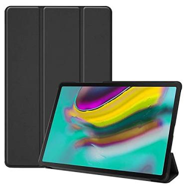Imagem de Capa Smart Case Compatível Para Samsung Galaxy TAB S5E 10.5'' T725 T720 (2019)- Preto Leve, PU de qualidade,Anti-impressões digitais,Resistente a arranhões