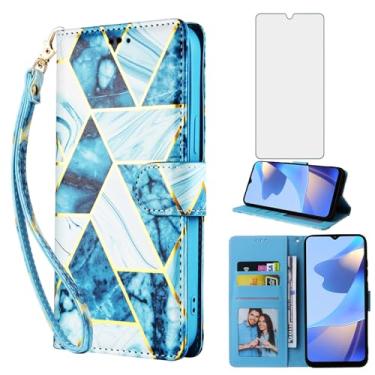 Imagem de Asuwish Compatível com Samsung Galaxy A56 5G capa carteira e protetor de tela de vidro temperado couro flip suporte suporte acessórios celulares capas de telefone para A 56 56A LTE azul