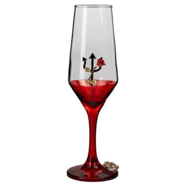 Imagem de Taça Pomba Gira Flor Tridente Champagne Buffet Vidro 186ml - Lua Místi