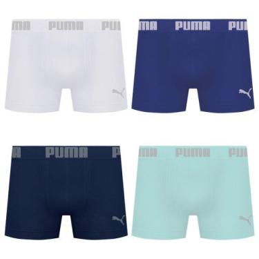 Imagem de Kit 4 Cuecas Puma Boxer Sem Costura Masculina, Azul, Marinho, G