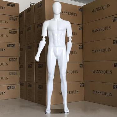 Imagem de Manequim De Corpo Inteiro Com Braços Ajustáveis, Modelo De Roupas De Torso De Manequim De Moda Para Roupas Estéticas De Serviço, Manequim Feminino Masculino Para Loja De Mercado, White