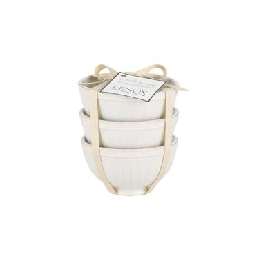 Imagem de Lenox (858037) Tigelas francesas Perle Groove (conjunto de 3), mini, branco