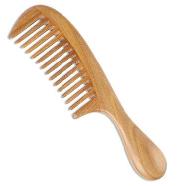 Imagem de Pente de cabelo único ou feito à mão em sândalo verde 100% natural - O