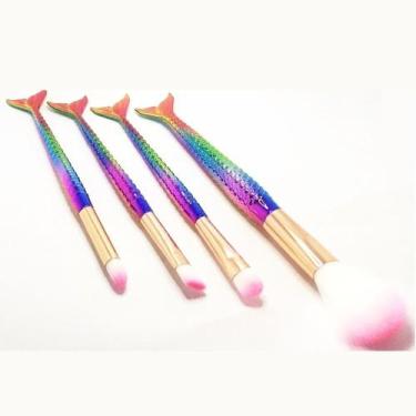 Imagem de kit 04 pinceis de maquiagem sereia calda de peixe - MARKELK