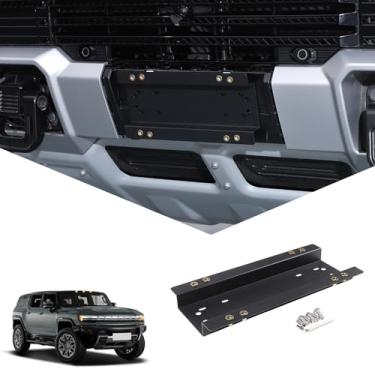 Imagem de Molduras de placa de licença para acessórios Hummer EV, suporte de placa de carro para para-choque dianteiro, adaptador de montagem de moldura de etiqueta de carro compatível com Hummer EV SUV/SUT