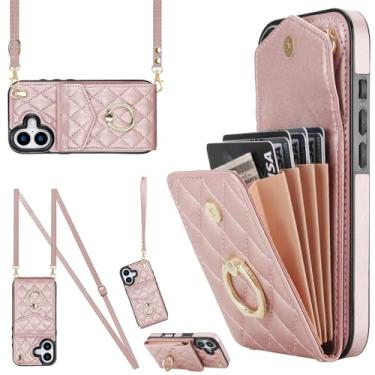 Imagem de MRRSIWEI Capa transversal para APP 107 com suporte para cartão, couro PU com carteira removível, alça de pulso, capa com suporte para mulheres e meninas, capa para IPE 107. Cordão ouro rosa