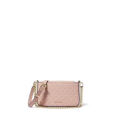 Imagem de Michael Kors Bryant Bolsa transversal conversível pequena, ferragem dourada/tonal MK Signature Coated Twill/Ballet