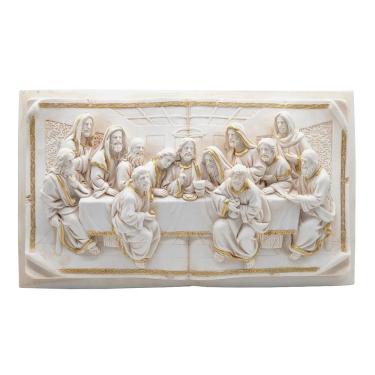 Imagem de Quadro Santa Ceia Páscoa Marfim Detalhes Dourados 40Cm