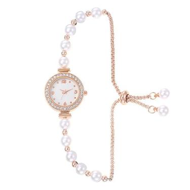 Imagem de MINILUJIA Relógio de pulso feminino elegante de luxo com pequeno mostrador dourado brilhante, folhas de oliveira, strass, vestido analógico, pulseira fina, relógio feminino, pulseira ajustável, contas