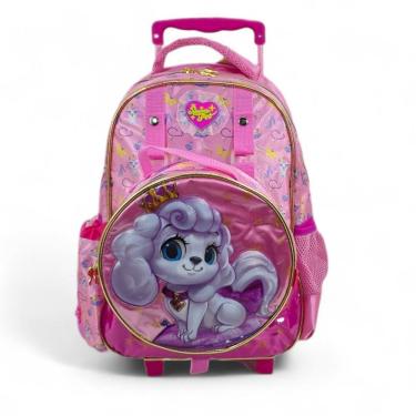 Imagem de Mochila Infantil Rodinha Lancheira Presa Fuseco Pet Rosa