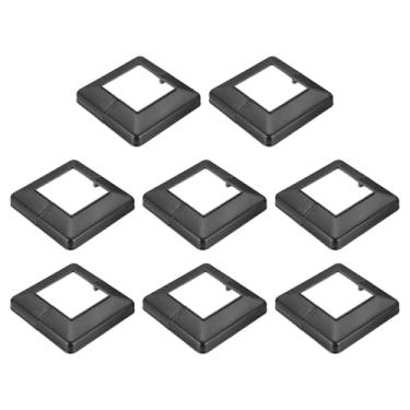 Imagem de PATIKIL Manga de poste de 9 x 10 cm, capa de base de plástico envoltórios de coluna estilo dividido manga de vinil para varanda de mão de madeira cerca deck escadas trilhos - 8 peças (preto)