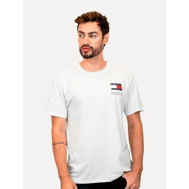 Imagem de Camiseta Tommy Jeans Masculina Regular Essential Flag Text Branca-Masculino