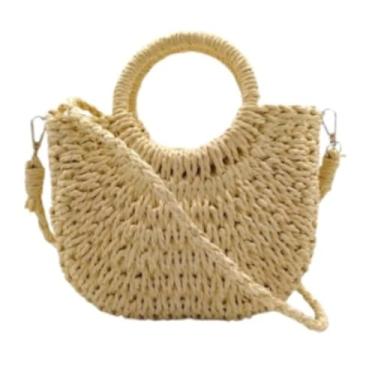 Imagem de Bolsa de Palha Artesanal para Mulheres – Casual, Leve e Elegante, Perfeita para o Dia a Dia (Bege)