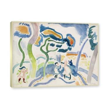 Imagem de Moldura de champanhe. Impressões Raoul Dufy, (crianças brincando), pôster de viagem vintage, arte impressionista, imagem de arte de parede em tela para decoração de casa. 30 x 40 cm-11,8 x 15,7 pol