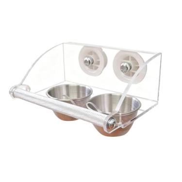 Imagem de Generic Alimentador de pássaros para gaiolas, tigelas de aço inoxidável, suporte para pássaros, estação de alimentação para calopsitas, canários, papagaios,