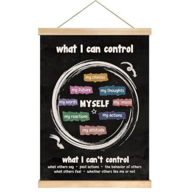 Imagem de You found a duck Tabela de bateria de verificação de humor de saúde mental, arte de parede em tela para sala de aconselhamento, sala de aula escolar, 35,5 x 47 cm (preto - I Can)