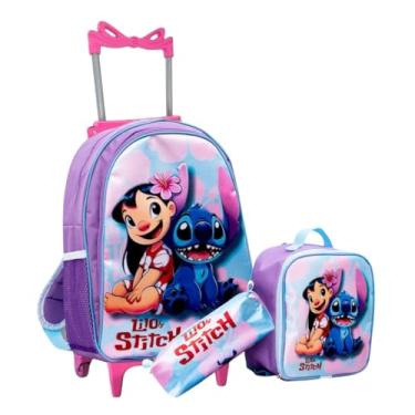 Imagem de Kit Mochila Infantil Escolar com Rodinhas + Estojo + Lancheira Térmica | Bolsa Feminina Grande