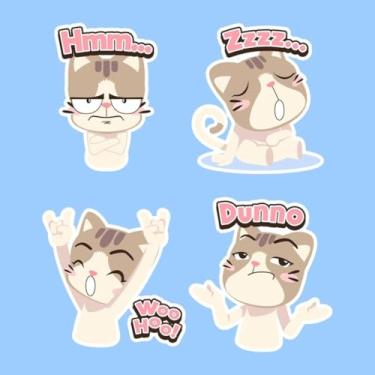 Imagem de Adesivos fofos Kawai para decoração de quartos infantis e cadernos com gatos pequenos e cores vibrantes 30x30cm