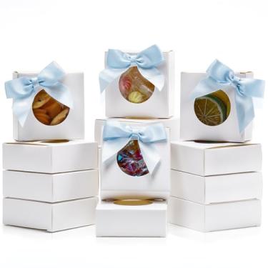 Imagem de Zonon Caixa de papel kraft de 30 peças com laço, caixas de sabonete caseiro, caixas de embalagem para biscoitos de padaria, embalagem de doces, casamento, festa de aniversário, 7,5 x 7,8 cm x 3 cm