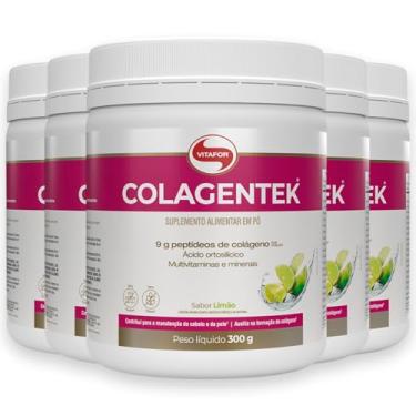 Imagem de Kit 5 Colagentek Vitafor 300g Limão