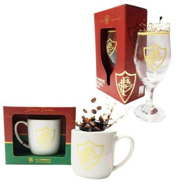 Imagem de Kit Caneca Branca Porcelana 300Ml Café + Taça 330Ml Bebidas - Brasfoot