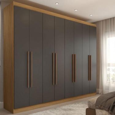 Imagem de Guarda-Roupa Casal Ele e Ela 8 Portas 4 Gavetas 8 Prateleiras Chumbo/C