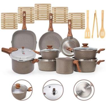 Imagem de Jogo de Panelas Completo 17 Peças Cerâmico Antiaderente Indução com Pa