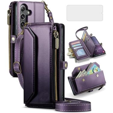 Imagem de Asuwish Capa de telefone para Samsung Galaxy S25 FE 5G capa carteira com zíper com protetor de tela de vidro temperado e flip de couro com bloqueio de RFID suporte para cartão celular S 25 EF S25FE