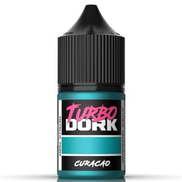 Imagem de Turbo Dork Tinta acrílica metálica Curacao Frasco de 22 ml - Tinta com acabamento metálico não tóxico à base de água