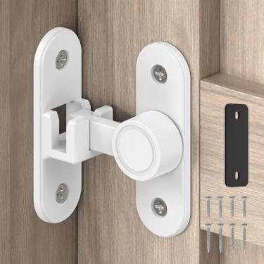 Imagem de YogePote Fechadura de porta de celeiro de 90/180 graus, ferragens para banheiro, quarto, cerca, garagem, armário, ao ar livre – Segurança doméstica e privacidade fechadura de porta deslizante (branco
