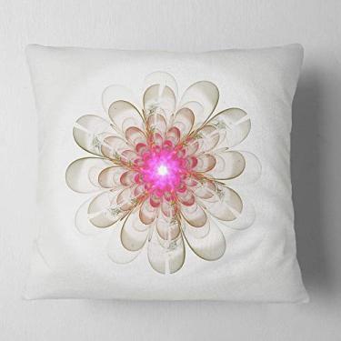 Imagem de Design simples branco rosa fractal flor arte floral sala de estar, sofá, almofada de alta qualidade + capa de almofada impressa em ambos os lados 66 cm x 66 cm