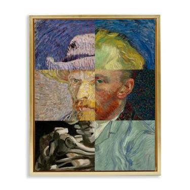 Imagem de Stupell Industries Retratos de Van Gogh colados em tela flutuante, moldura preta, arte de parede, design por Masters Redux, 21 x 17