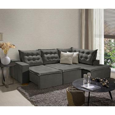 Imagem de Sofá De Canto 5 Lugares 270cm Retrátil E Reclinável Cinza