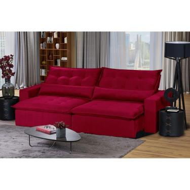 Imagem de Sofá 5 Lugares Com Molas Retrátil E Reclinável Vermelho