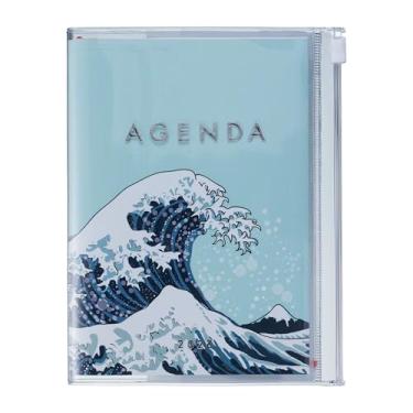 Imagem de MARK'STYLE Agenda vertical semanal A6 de 16 meses (setembro de 2025 a dezembro de 2026) com capa de PVC transparente macia, recarregável, com bolso, para organização e planejamento diário (onda de