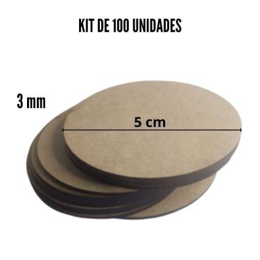 Imagem de 100 Bolachas 5cm - Mdf Cru 3mm -aplique/tag