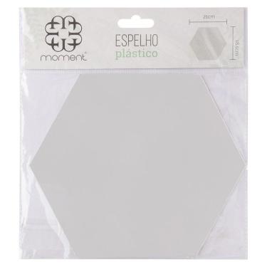 Imagem de Espelho Adesivo Hexagonal Plastico 21x18,5x1cm