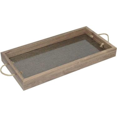 Imagem de Bandeja Decorativa Para Servir Home&co Retangular Mdf 20x40x4cm Bege