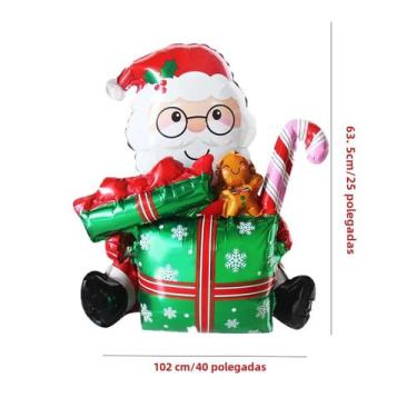 Imagem de Balão de Foil 3D Papai Noel e Rena - Decoração de Natal para Casa 2025