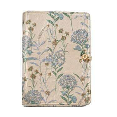 Imagem de WREWING A5 Caderno de flores bordado, caderno de encadernação de botão amarrado com corda, fichário recarregável com 6 anéis, papel de 180 páginas, fichários de agenda pessoal para uso diário e estudo