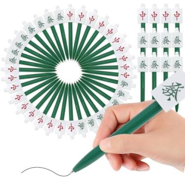Imagem de Tcwhniev Caneta esferográfica Mahjong de plástico, 48 peças, compacta, personalizada, Mahjong, para casa, escola, escritório