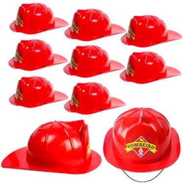 Imagem de Kit 50 Capacete Bombeiro Infantil Adulto para Festa Fantasia - Toy Mas