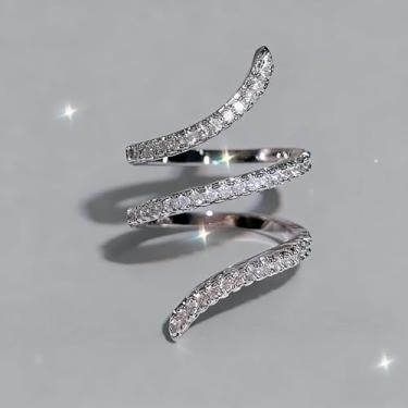 Imagem de Unusual Twist Open Ring Micro Paved Zirconia Design for Women Daily Party Vacation Personality Ring Funky Jewelry (Q300)