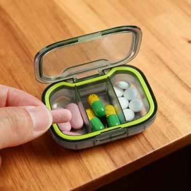 Imagem de Caixa organizadora de comprimidos transparente portátil para viagem, estojo compacto para comprimidos para armazenamento diário de vitaminas, 2 peças (verde)